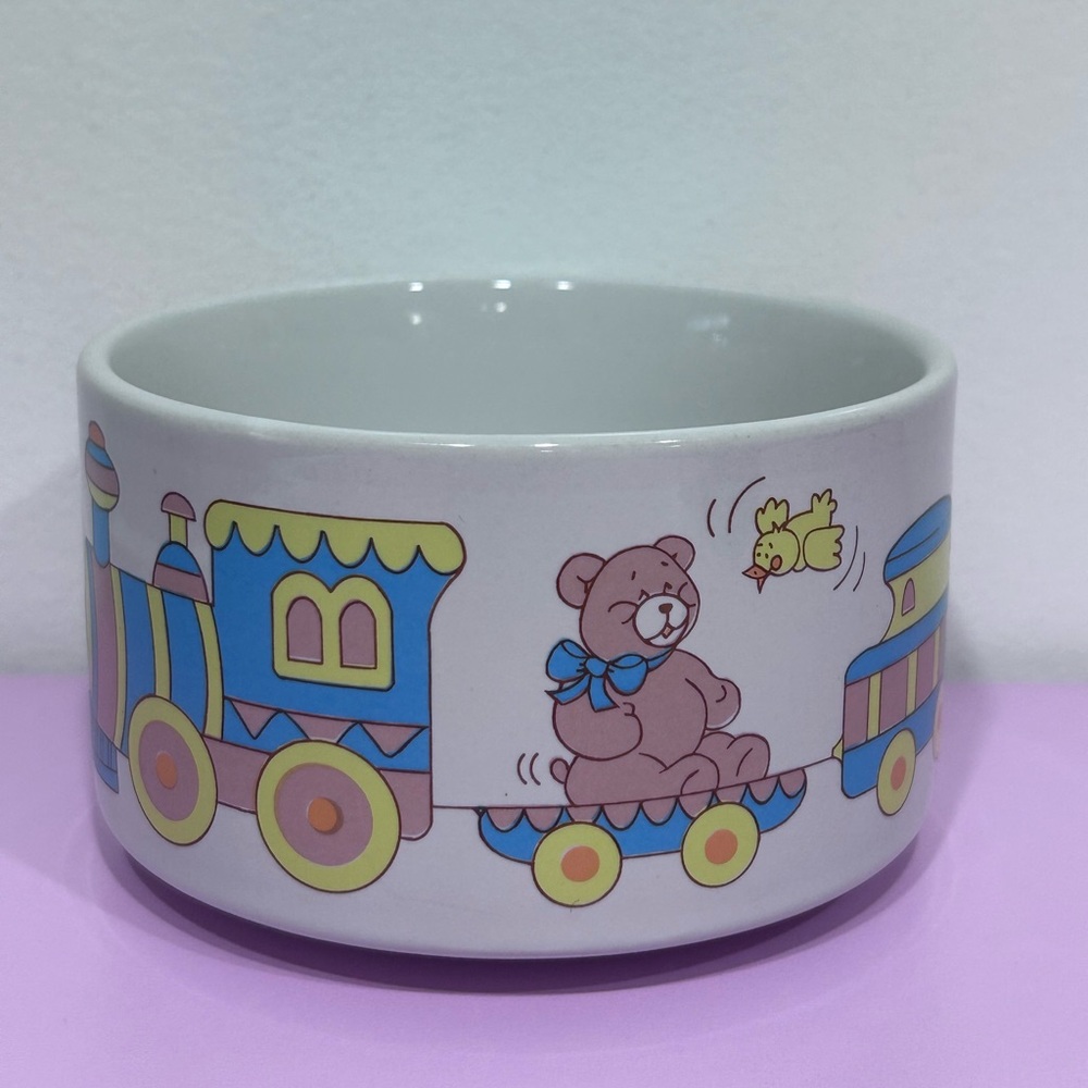Vintage 1988 CMC Inc. Baby Teddy on the Train Cereal Bowl Baby Bowl